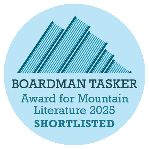 A sticker explaining that the book has been shortlisted for the Boardman Tasker Award for Mountain Literature